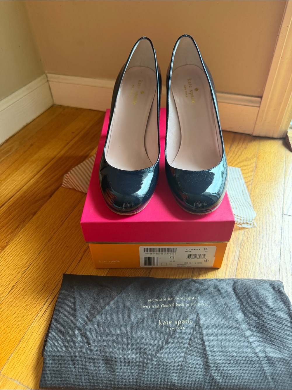 Kate Spade Karolina Navy Patent Leather Round-Toe Pumps